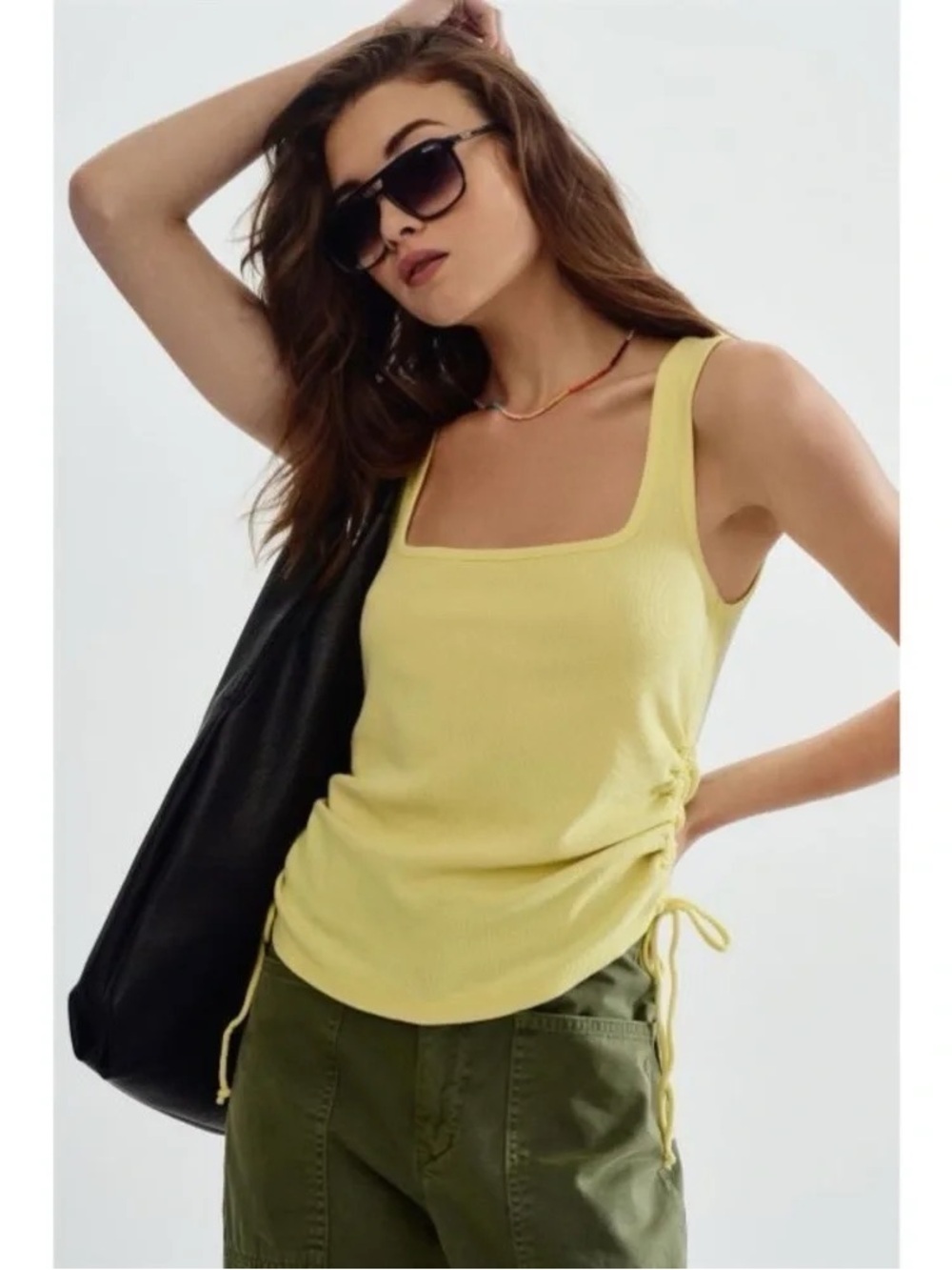Pilcro Square-Neck Tank Top with Side Tie